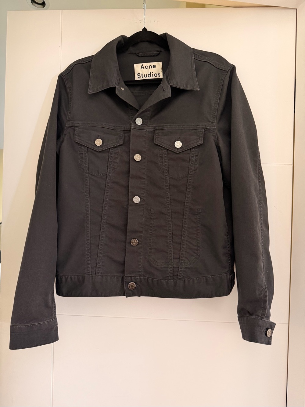 Acne Studios Men's Black Jacket with Silver Buttons